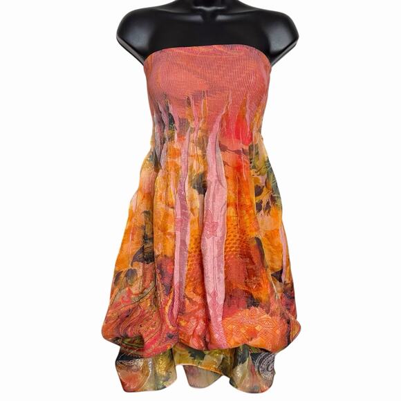 ANTHROPOLOGIE LAPIS STRAPLESS MIDI DRESS SKIRT FAIRY BOHO FESTIVAL Y2K STYLE M - Picture 2 of 9